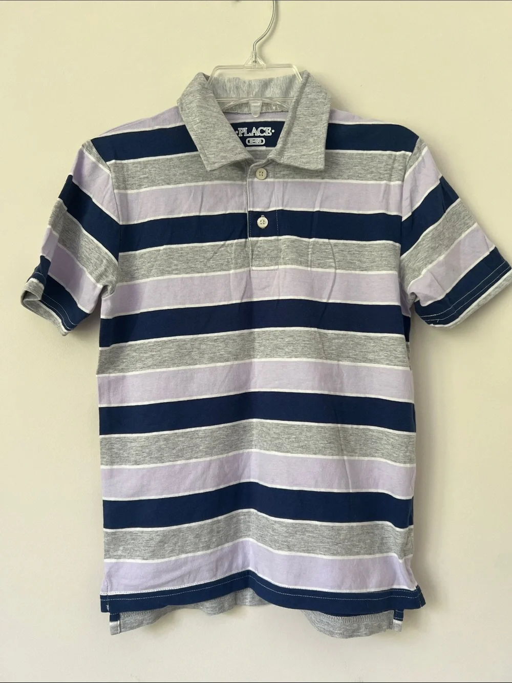 The Children's Place Navy, Gray & Lavender Striped Polo Shirt
